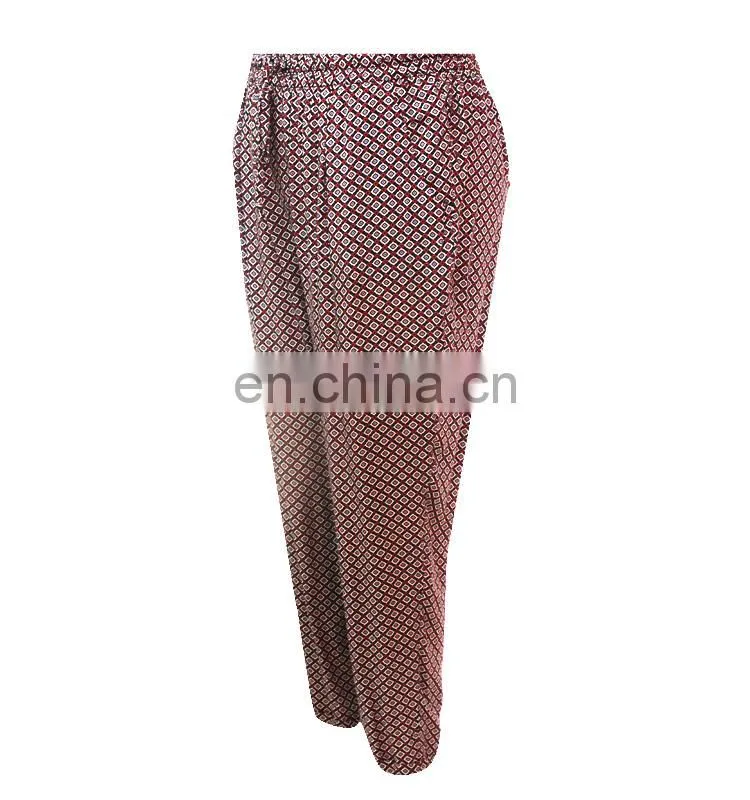 Fat Middle Age Women Viscose Ethnic Print Wearing Leggings