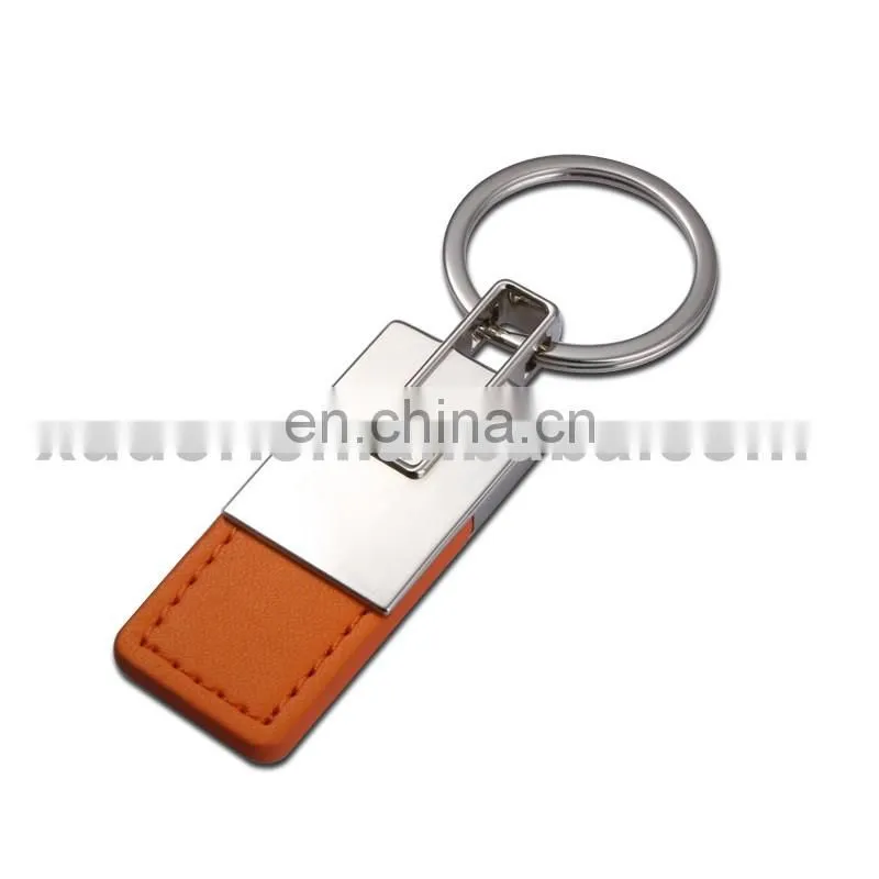 2017 Promotional cheap metal and leather keychain