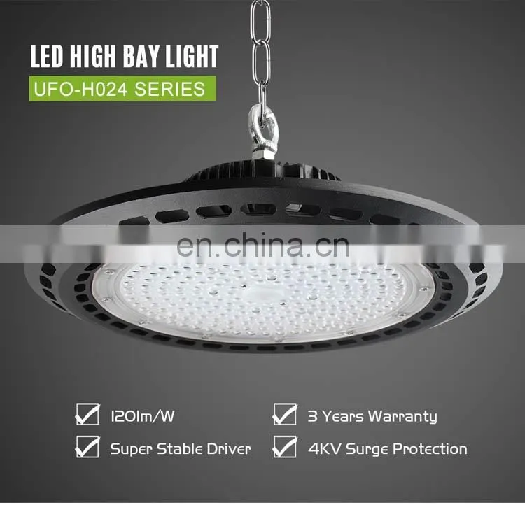 Warehouse lighting fixture 2019 hot sell IP65 200w 150w high brightness UFO led high bay light
