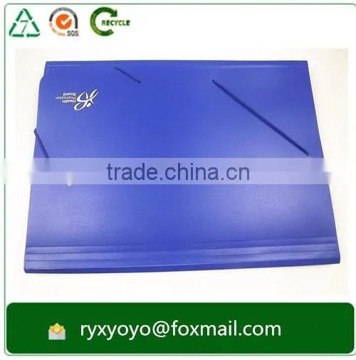 multi-pockets pp plastic blue a4 size expandable file folder with fasterner