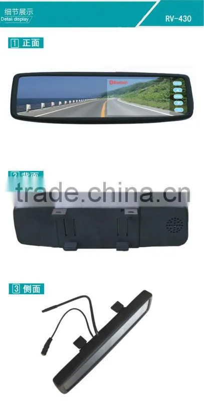 4.3inch rearview mirror monitor with bluetooth