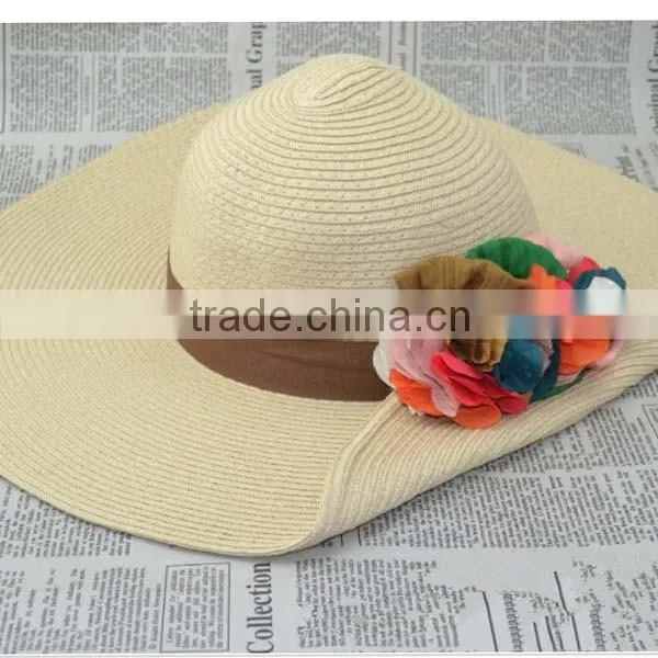 Fashion Floppy Folding Women Girl Summer Sun Hat Straw Beach Wide Large Brim Cap