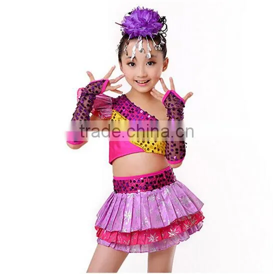 In stock 2pcs in one set kids red latin dance dress waltz dancing dress