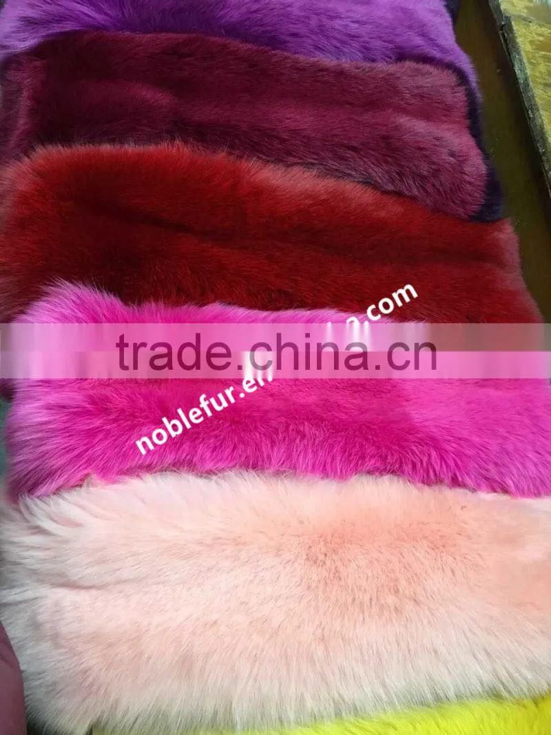 Factory China Plush winter Bright Real Fox fur blanket Fashion Dyed Raw skin color fox