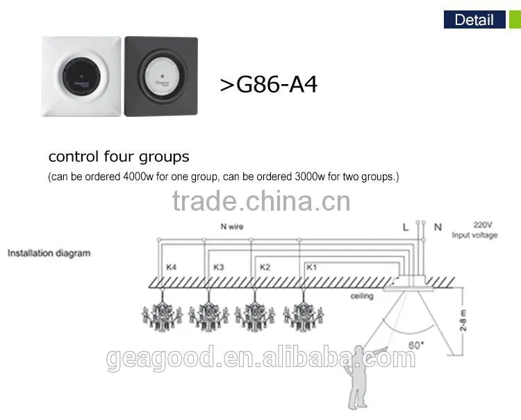 Control four groups simple on off remote control switch