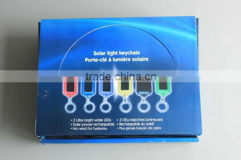 Mini led flashlight keychain Solar Powered Flashlight Keychain with display box