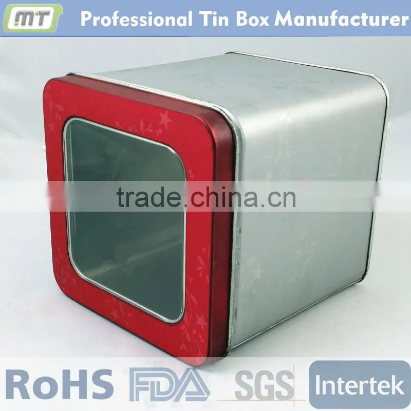 custom printed square cookie tins window