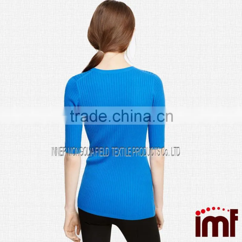 Women Cashmere Sweater Short Sleeve Jumper Pullover Tunic Top Knit Crochet