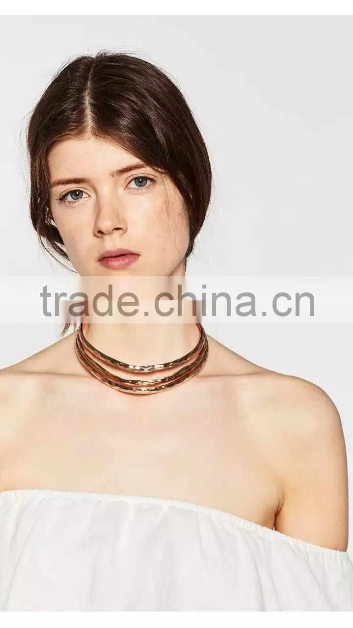 2016 New Customise Design Metal Choker Bib Neck Collar Necklace Latest Design Saudi Gold Jewelry Necklace