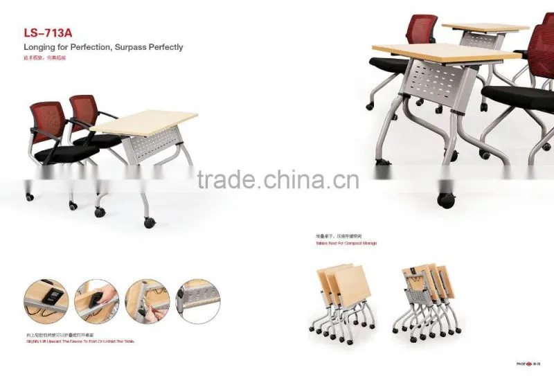 office furniture steel metal folding table for training meeting