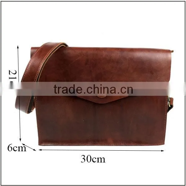 Vintage messenger bag for men coffee small leather messenger bag