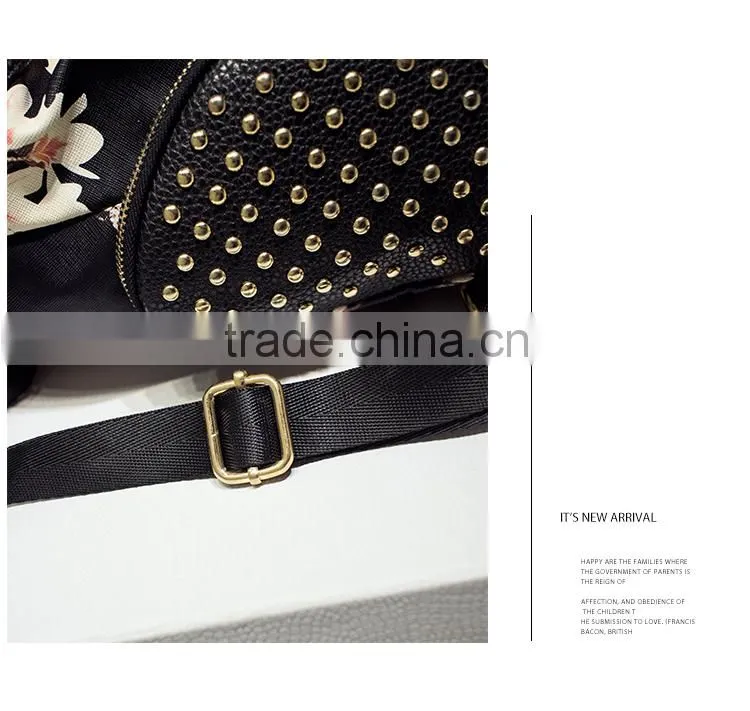 women butterfly printed backpack fashion rivet school bags