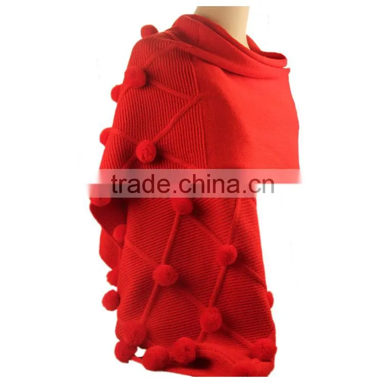 lady red acrylic knitting scarf shawl