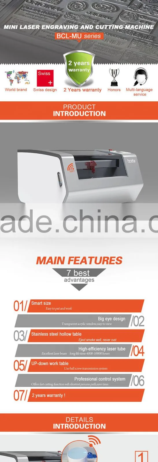 40W mini Co2 laser cutting machine with CE