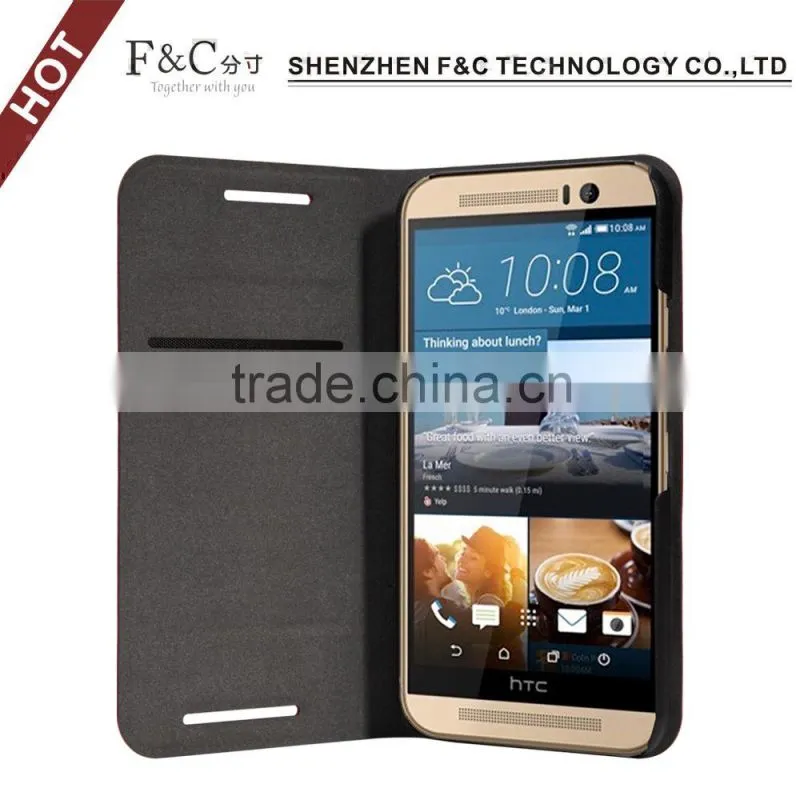 Luxury pu leather cellphone case for HTC One M9,card slots design stand folio cover for HTC one M9