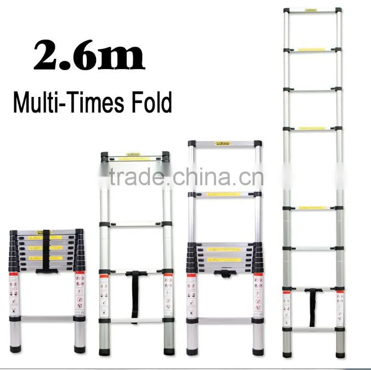 New super fully extendable 2.6m meter telescopic aluminum ladders AY-ZJ1026