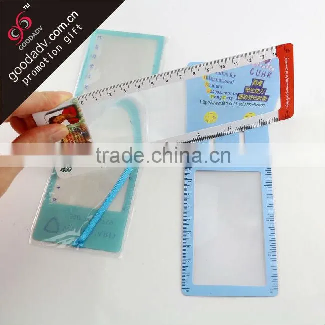 Promotional plastic bookmark magnifier ruler / That is made the plastic ruler