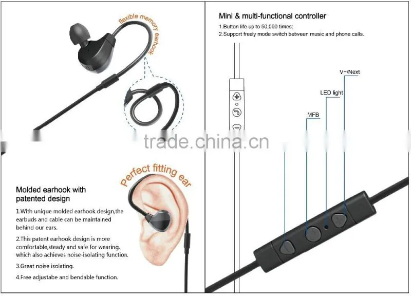 2016 newest noise cancelling sports bluetooth earbuds colorful earphone bluetooth Koppo mini wireless bluetooth earphone