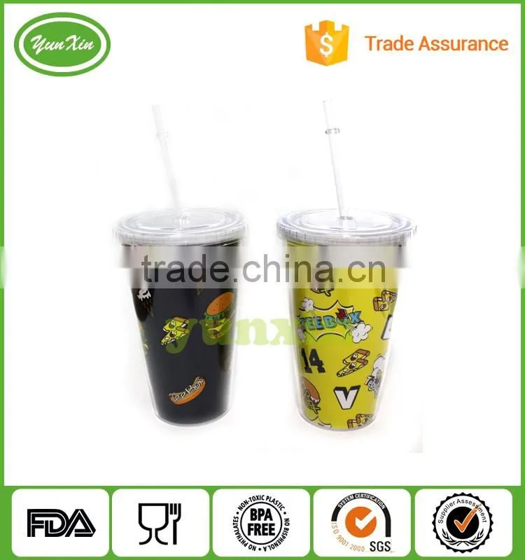Acrylic Tumblers Paper/Photo Insert 15 oz Double Wall with Lid And Straw 16oz paper insert tumbler