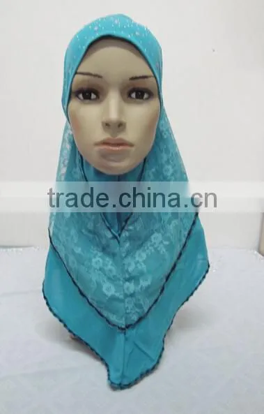 H259 latest muslim hijab with lace layer