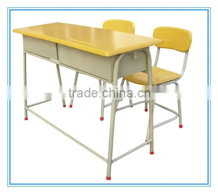 Wooden Werzalit Student Double Desk And Chair Set for primary student TF-8506