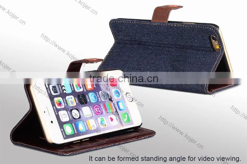 Denim Wallet Stand Flip Phone Case For iphone 6
