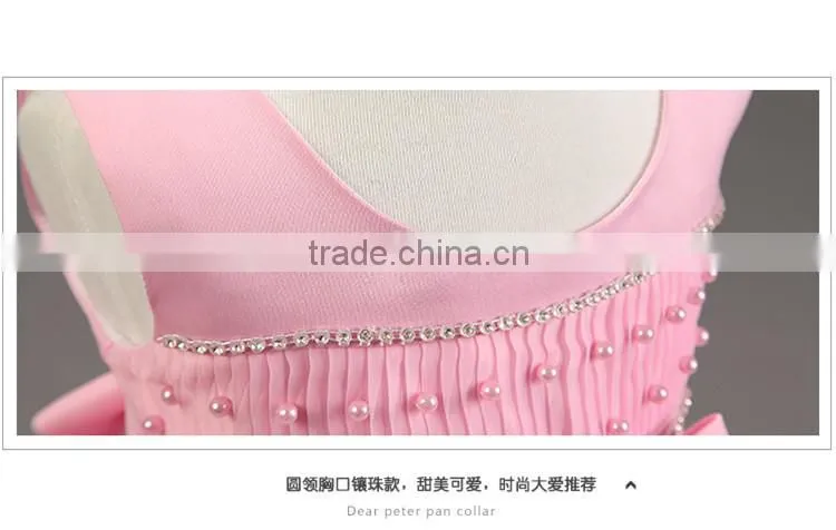 Lastest wholesale korean fashion girl style pink chiffon kids party wear dresses TR-WS32
