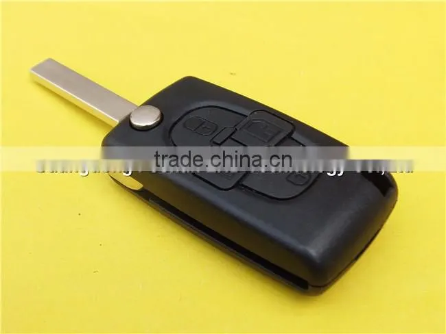 Hot 4 buttons flip key shell for Peugeot 307 without battery place no logo