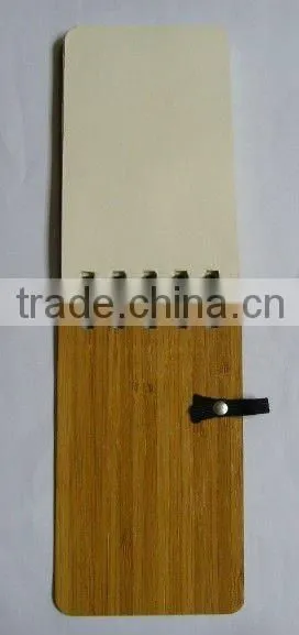 New design black spiral bamboo notebook with pen loop