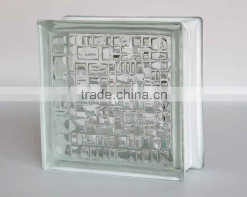 190*190*80mm decorative hollow green cloudy block glass /colored block glass with best price