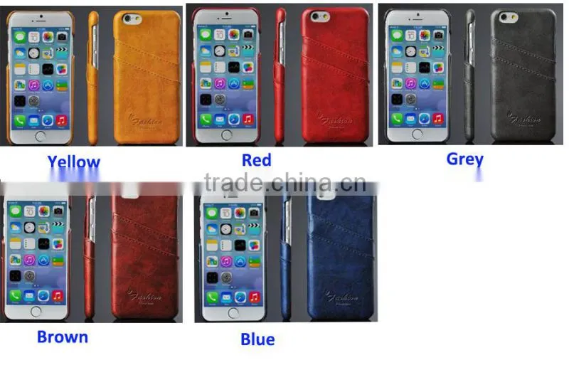Card Holder Genuine Wax Matt Leather Back Cover For Samsung Galaxy S6