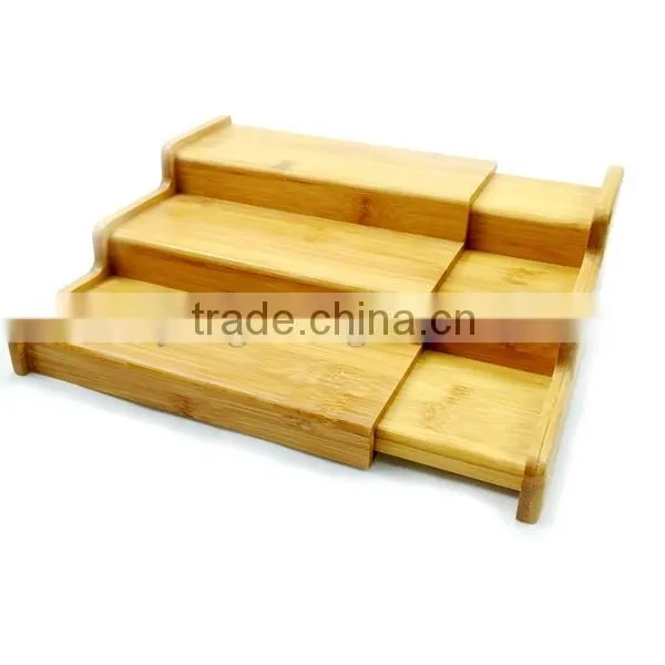 3 layer bamboo cruet organizer