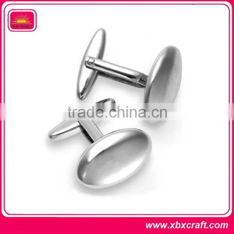 Shiny silver plated zinc alloy cufflink blanks