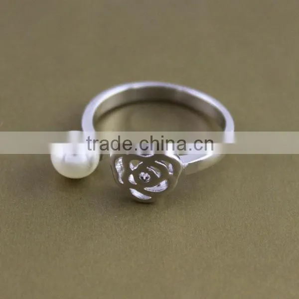jewellery fashion rose flower perfect small pearl silver pearl rings