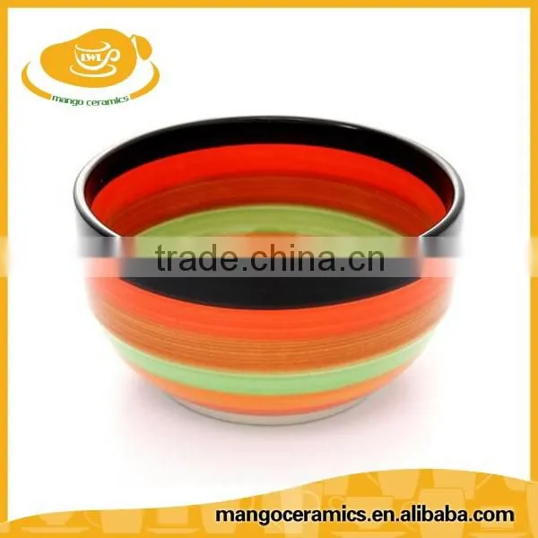 Bulk sale Korean style eco cheap ceramic rainbow rice bowl