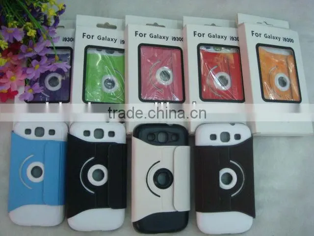 360 Degree Rotatable Leather Stand Case for Samsung I9300 Galaxy S III 3