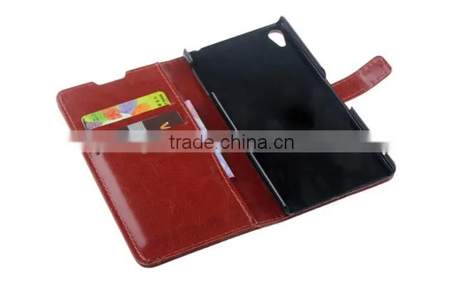 High Quality Stand PU Leather Pouch Wallet Case For Sony Xperia Z4