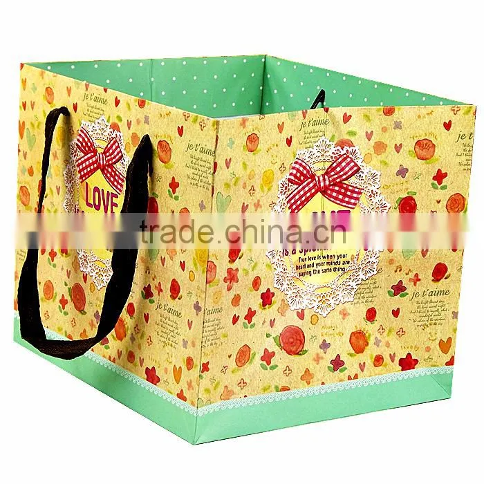 Square Colorful Printing Paper Shopping Bag