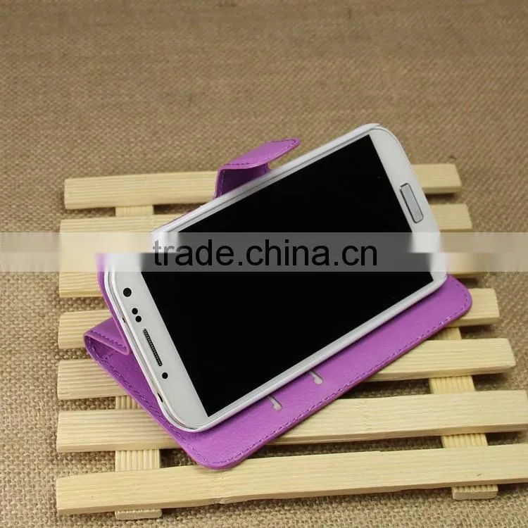 Hot Selling Ultra Thin Lichee PU Leather Case Wallet Folio Flip Cover for Samsung GALAXY S4 i9500