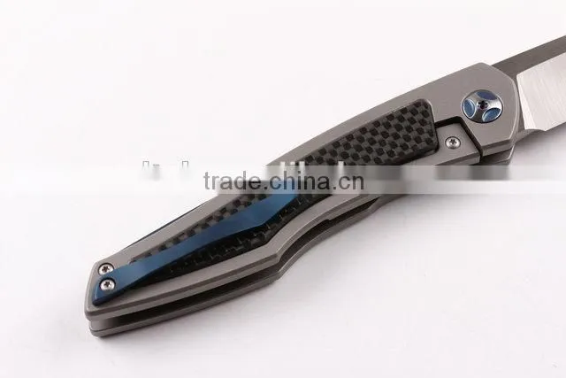 OEM all titanium handle D2 blade folding knives for outdoor