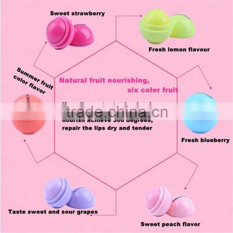 Romatic bear 6colors Natural Plant Organic Lip Balm Ball Lipstick 24pcs/set Favours Of Fruits