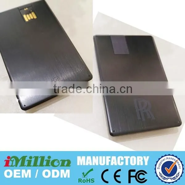 Black Credit card metal USBs 4 GB or 8 GB with graphics laser engraved