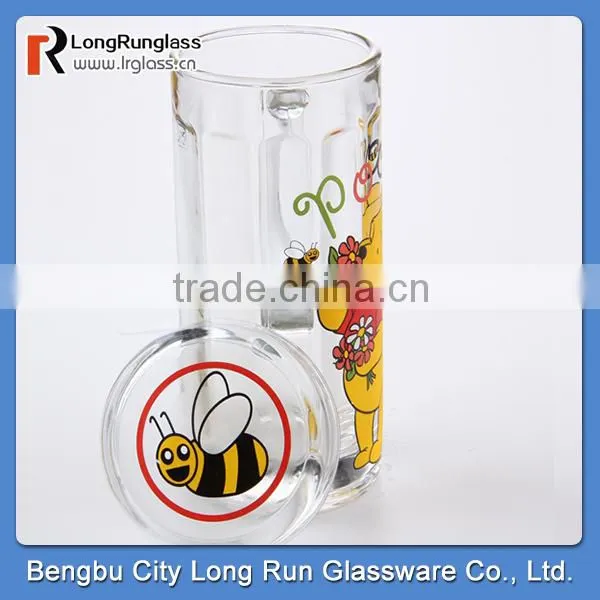 LongRun 374 New design light beer mug with handles black strong beer glasses wholesale heavy beer stein
