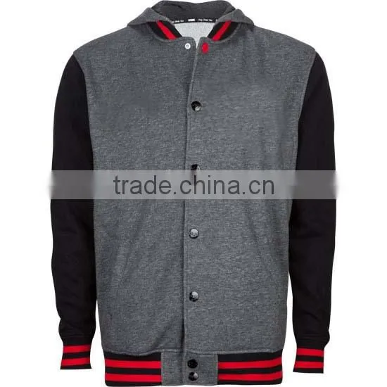 Hooded Varsity Jacket / Hooded Letterman Jacket / Hooded Baseball Jacket grey