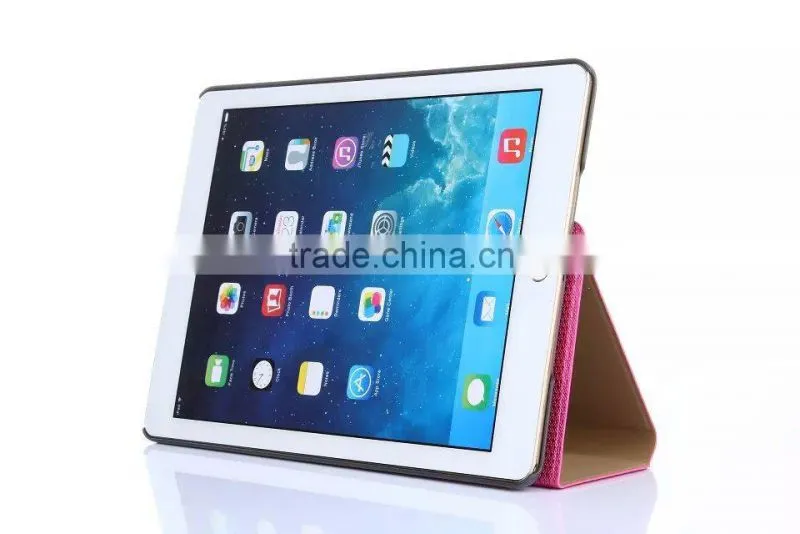 New Arrival Luxury Shiny Leather Case For Apple iPad 6 / Air 2