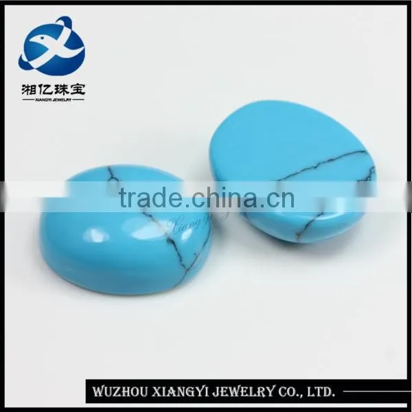 Alibaba gemstones manufacturer flat oval shape blue turquoise cabochon