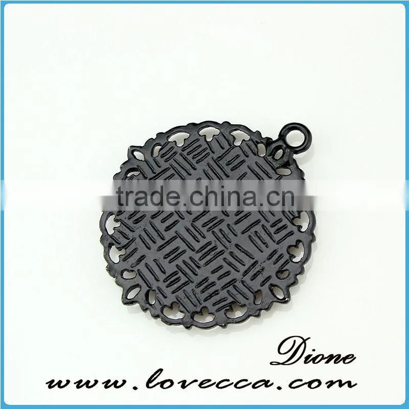 round 25mm antique black color glass cabochon pendant bezel