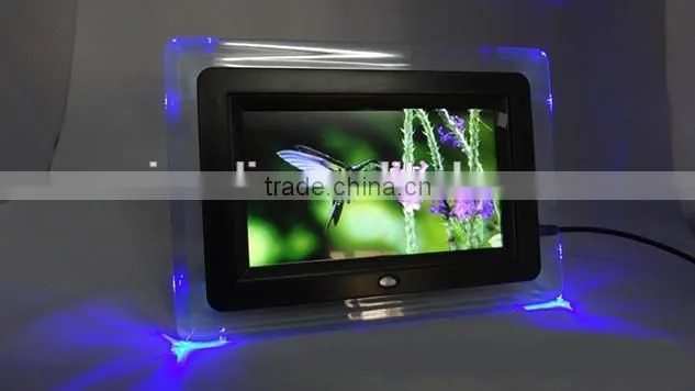 Multimedia SD card type transparent acrylic 7 inch lcd photo digital frame