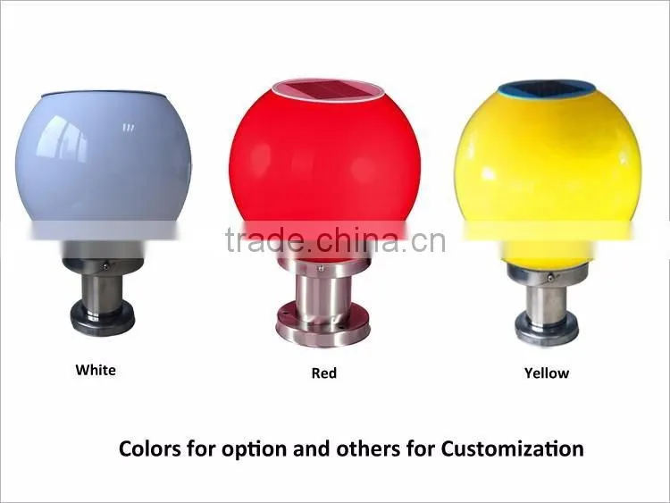 2016 white 20cm round/circle multiple-function stainless steel pedestal solar pillar light
