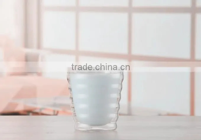 Hand made double wall juice cup double wall drinking glass double wall milk cup